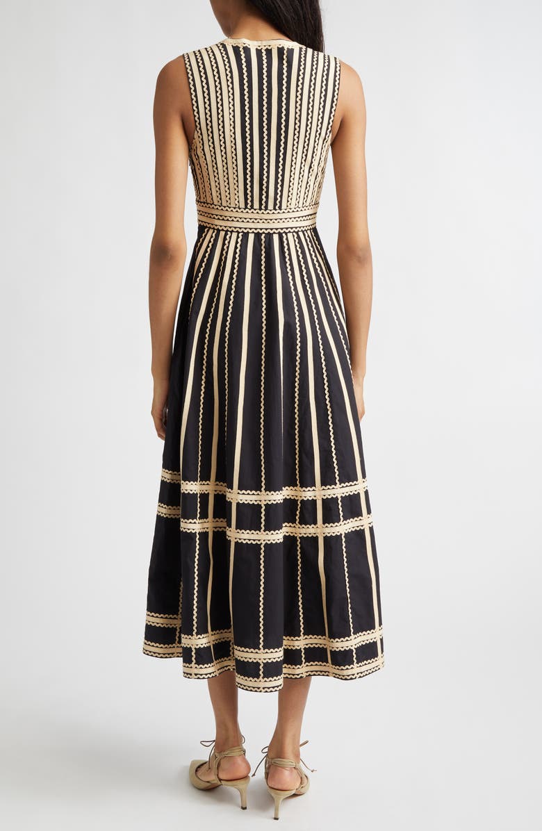 Ulla Johnson Palermo Plunge Neck Midi Dress, Alternate, color, Noir