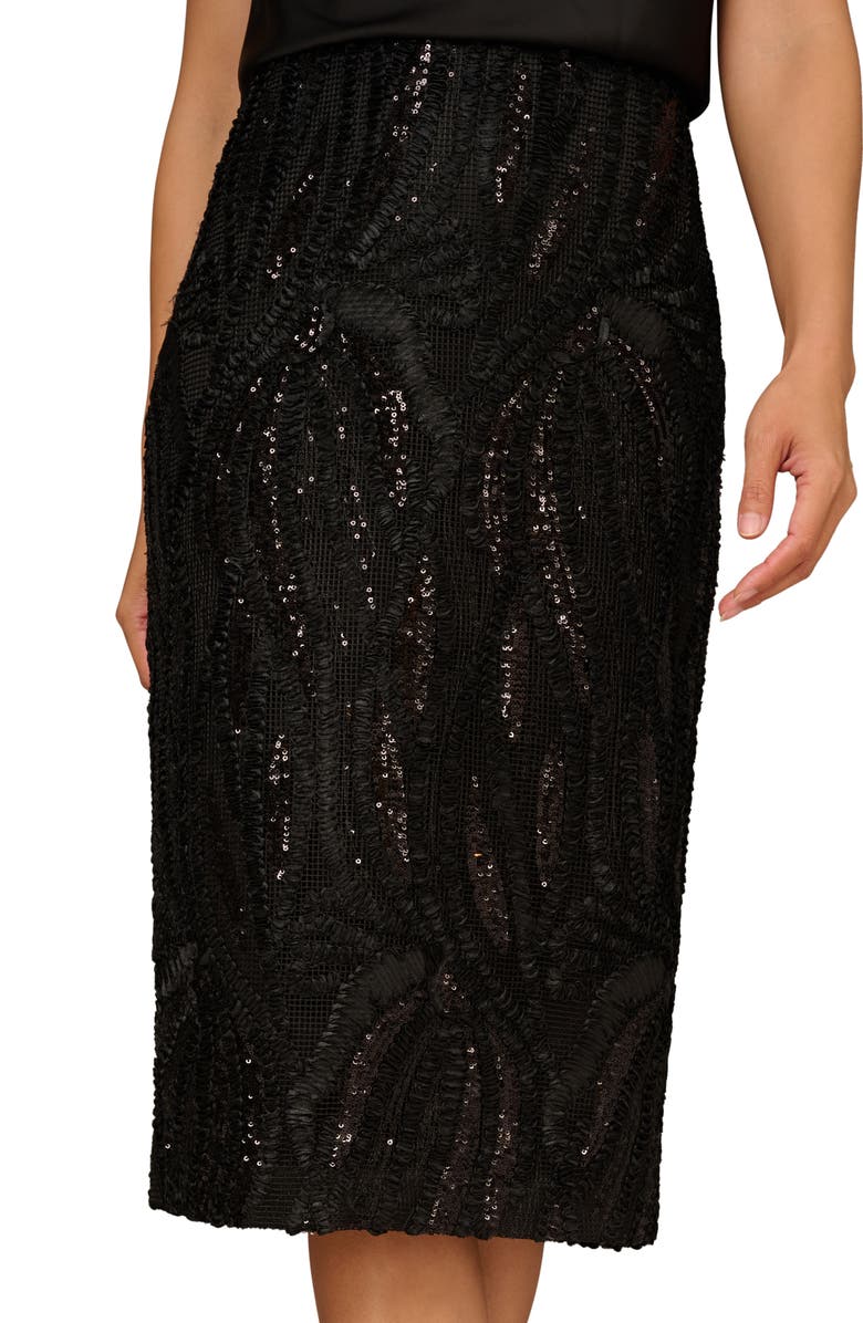 Aidan Mattox 3D Embroidered Sleeveless Cocktail Dress, Alternate, color, Black