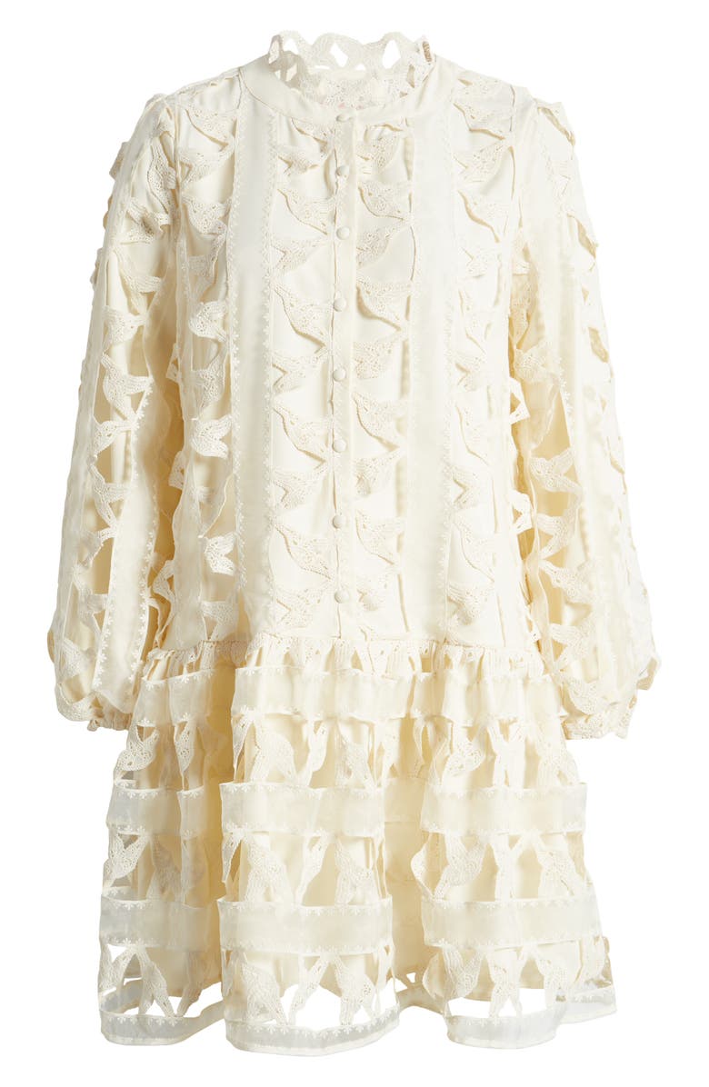 CIEBON Wylla Humbird Lace & Organza Drop Waist Dress, Main, color,