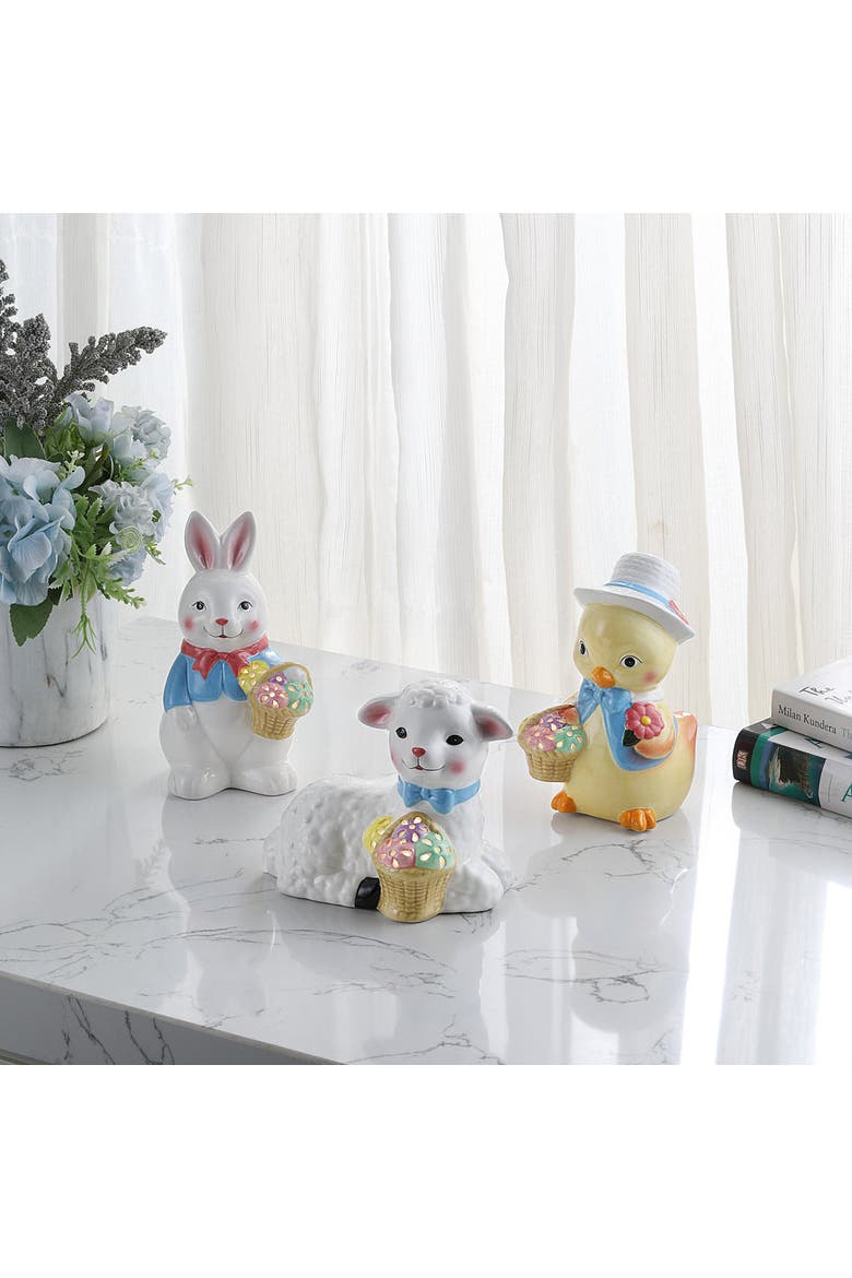Set of 3 Mini Ceramic Figurines, Alternate, color, White