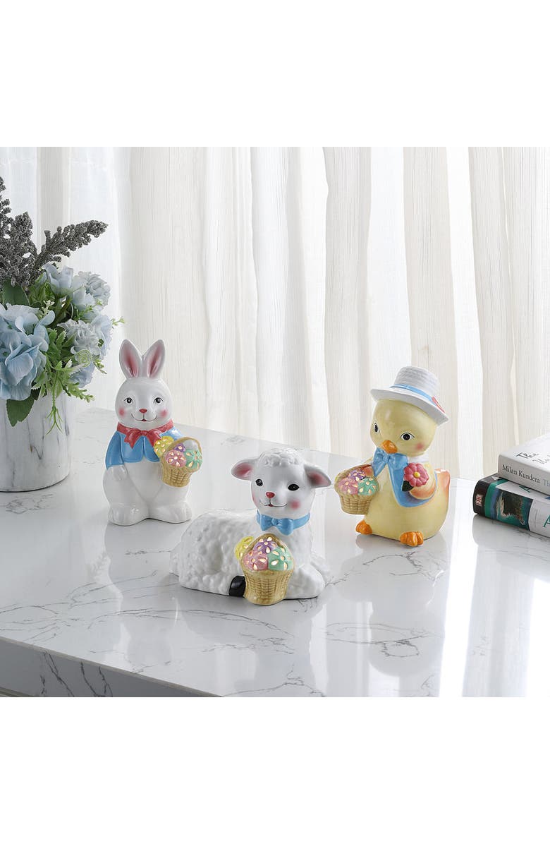 Mr. Cottontail Set of 3 Mini Ceramic Figurines, Alternate, color, White
