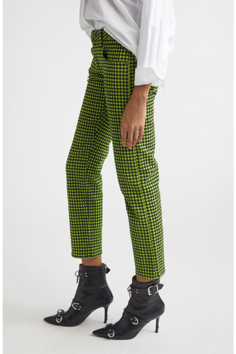 Boy Straight Leg Crop Jeans, Alternate, color, NEON GREEN HOUNDSTOOTH