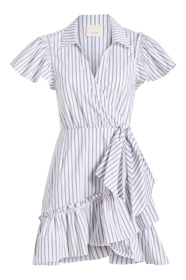 Lila Stripe Asymmetric Ruffle Minidress, Alternate, color, WHITE/ NAVY