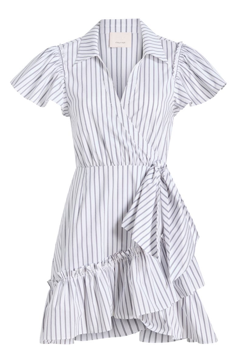 Cinq à Sept Lila Stripe Asymmetric Ruffle Minidress, Alternate, color,