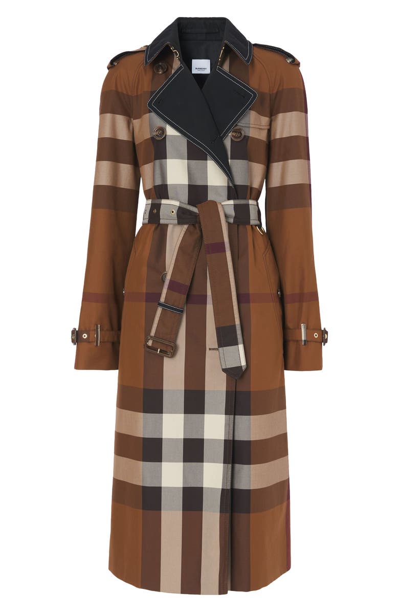 Burberry Check Waterloo Fit Double Breasted Trench Coat, Alternate, color, 