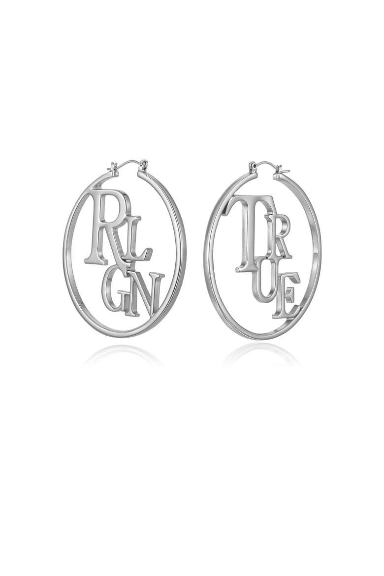 TrueRLGN Logo Hoop Earrings, Main, color, Silver Tone