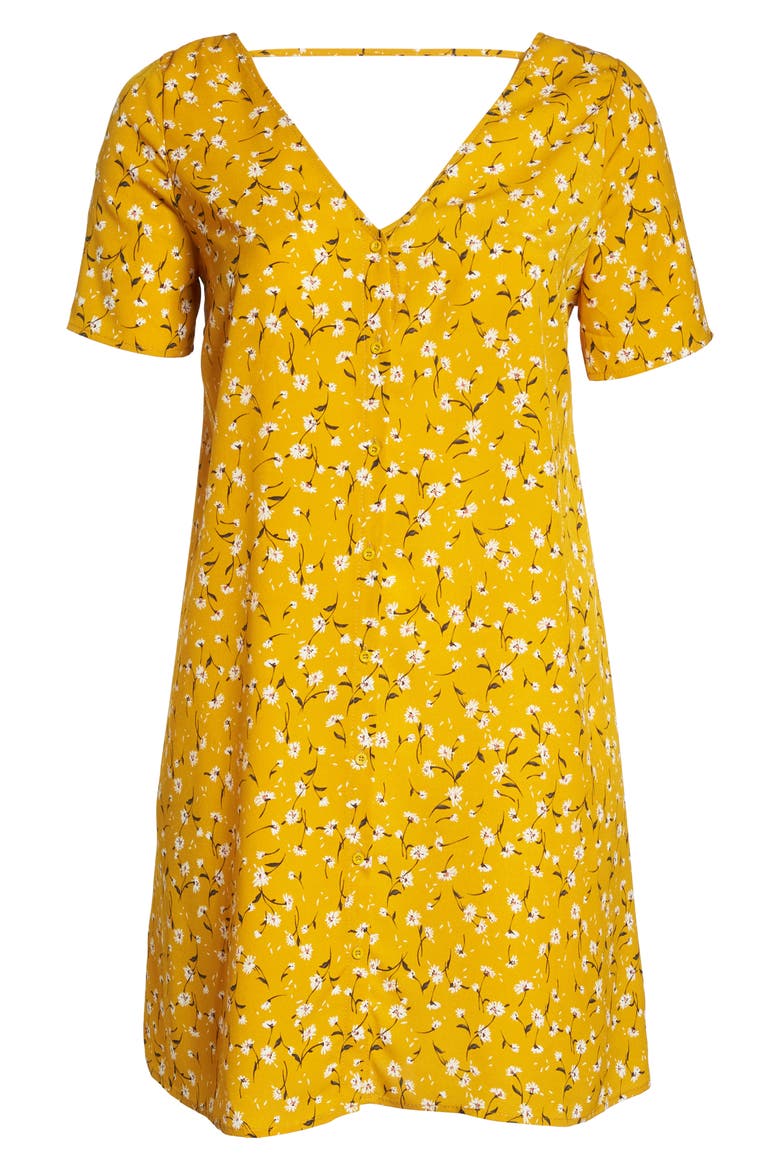 Floral Swing Shirtdress, Alternate, color, MUSTARD DITSY