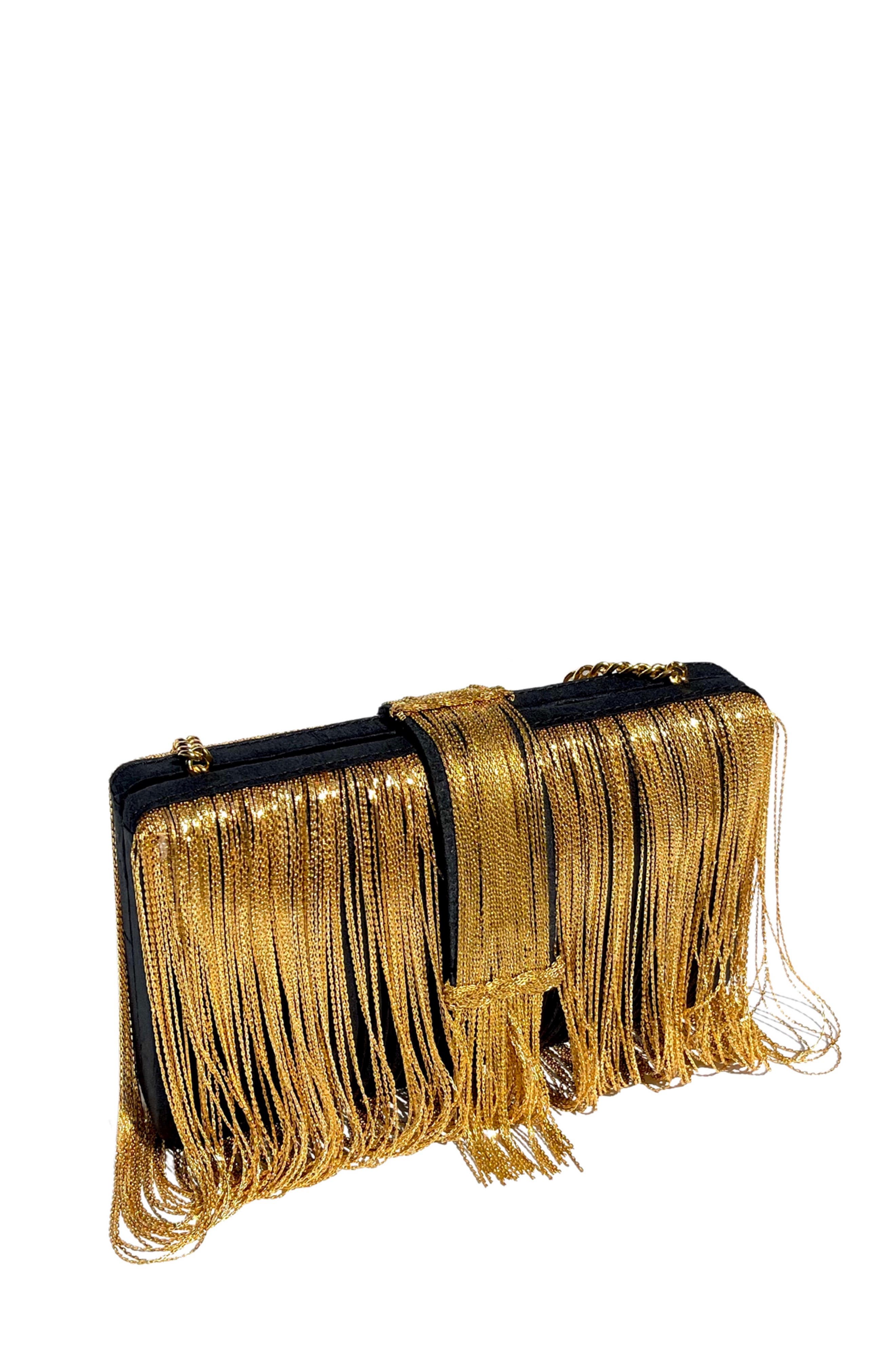 Simitri Chunky Clutch, Alternate, color, Black, Gold
