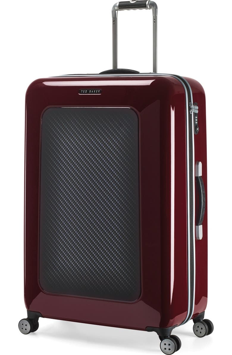 Ted Baker London 'Large Burgundy' Four Wheel Suitcase, Alternate, color,