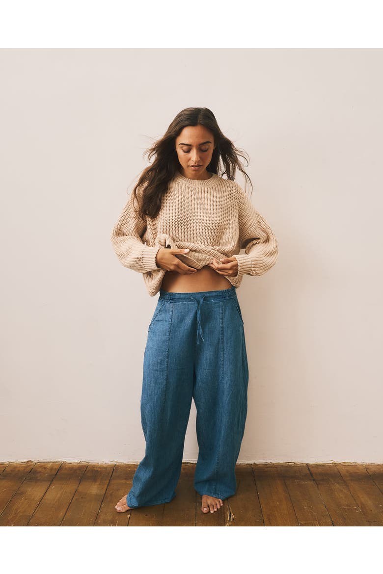 The Chambray Denim Trouser Women, Alternate, color, mid denim