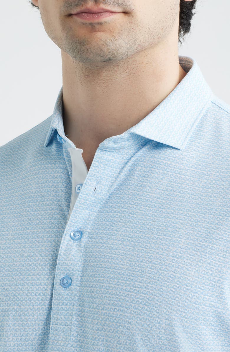 johnnie-O Waverunner Wave Print Perfornance Jersey Polo, Alternate, color, Kona