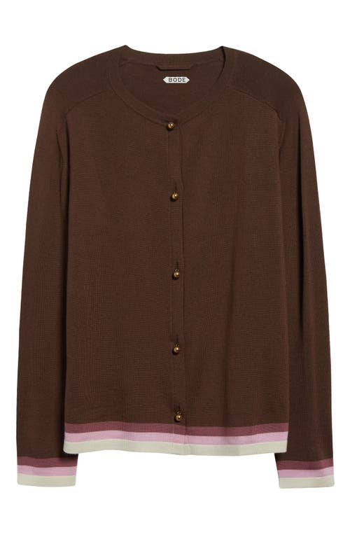 Bode Fairground Merino Wool Cardigan In Brown Multi