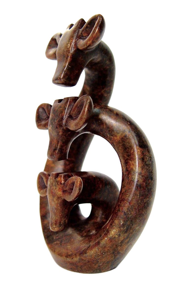 Stone Giraffe Family of Three - 5", Alternate, color, Brown