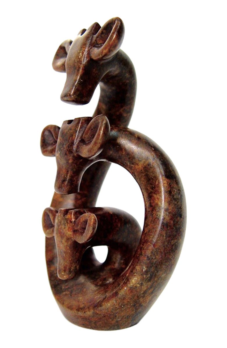 Mbare Stone Giraffe Family of Three - 5", Alternate, color, Brown