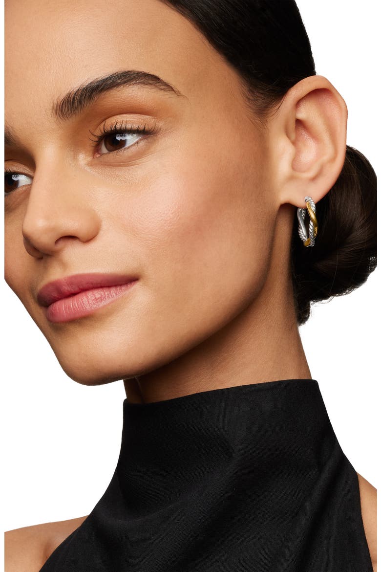 Petite Infinity Hoop Earrings in Sterling Silver with 14K Yellow Gold, Alternate, color, STERLING SILVER WITH 14K GOLD