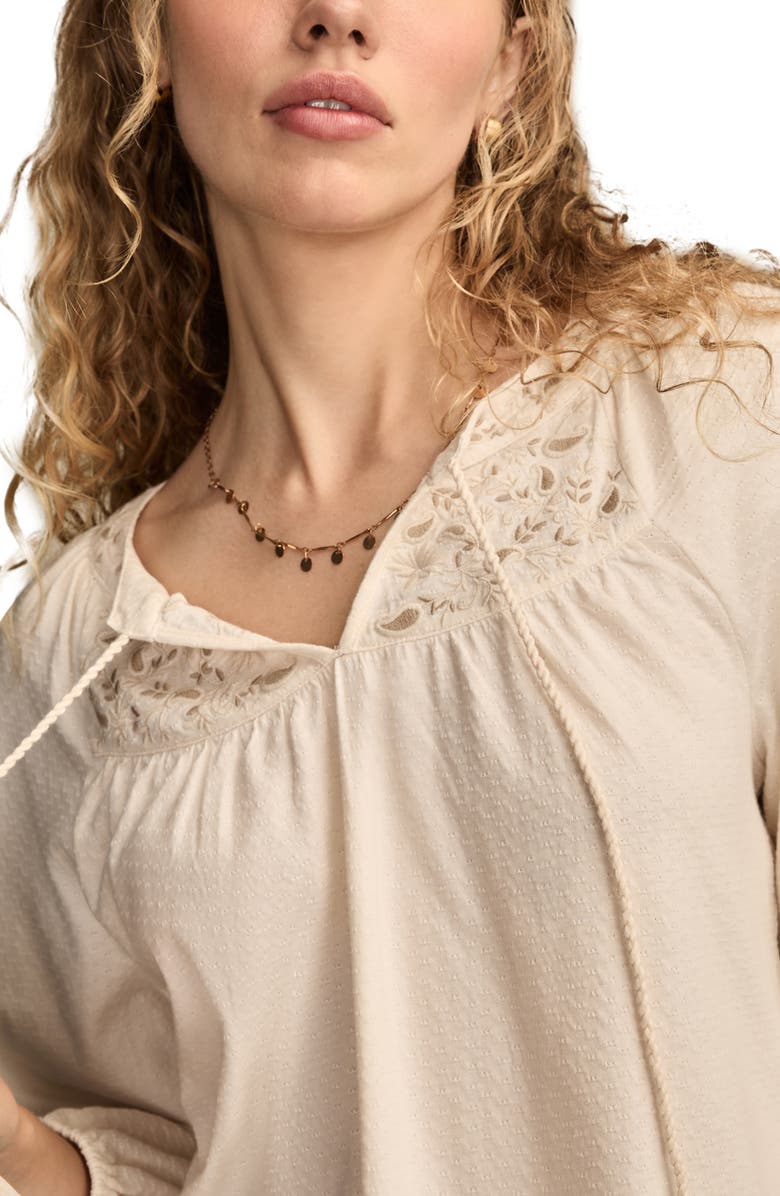Lucky Brand Embroidered Peasant Top, Alternate, color, Whisper White