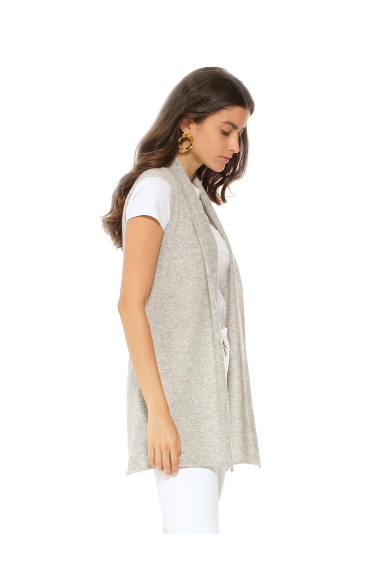 Pure Cashmere Sleeveless Long Open Front Cardigan, Alternate, color, Peach