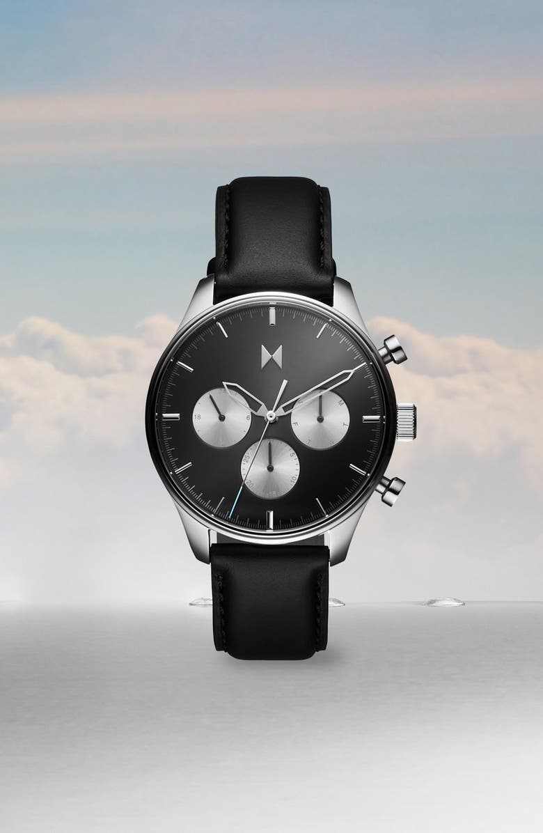 MVMT Airhawk Chronograph Leather Strap Watch, 42mm, Alternate, color, 