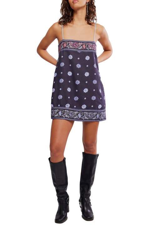 Bali Embroidery Border Floral Minidress