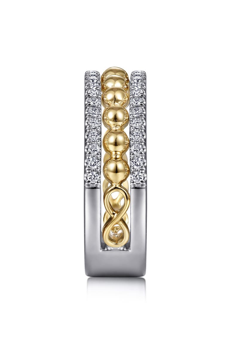 Bujukan Two-Tone 14K Gold & Diamond Wide Band Ring, Alternate, color, TWO TONE
