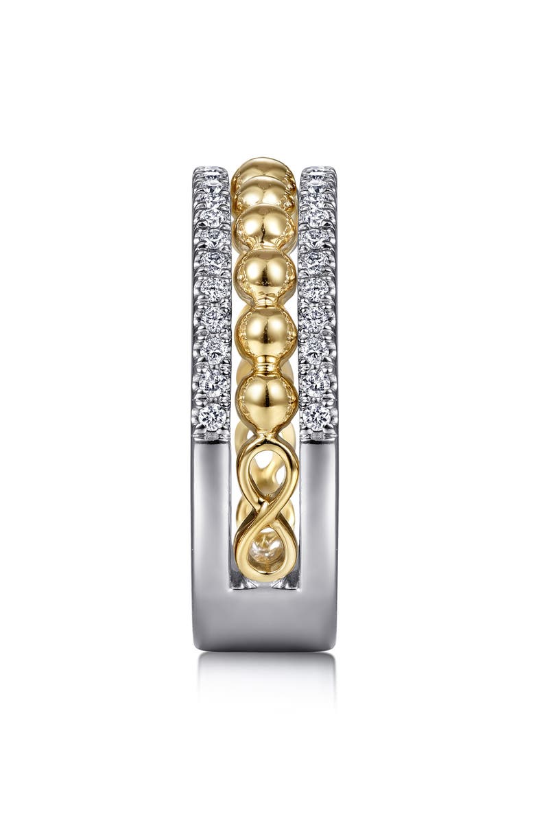 Gabriel & Co. Bujukan Two-Tone 14K Gold & Diamond Wide Band Ring, Alternate, color, Two Tone