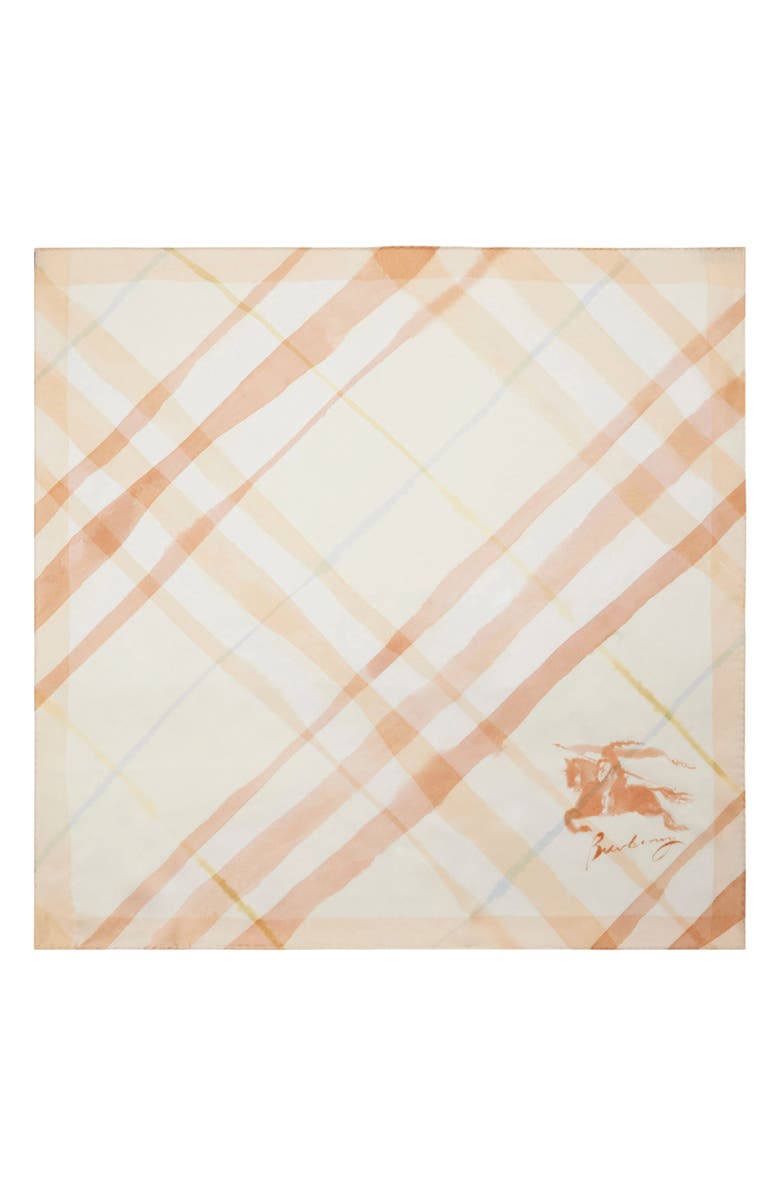 Burberry Equestrian Knight Design Watercolor Check Silk Square Scarf, Main, color,