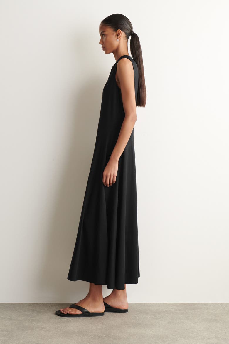 Sculptural Cotton-Jersey Midi Dress, Alternate, color, BLACK