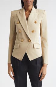 Balmain 6-Button Double Breasted Gabardine Cutaway Jacket