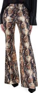 ALICE + OLIVIA Cristena Snake Print Faux Leather Flare Pants