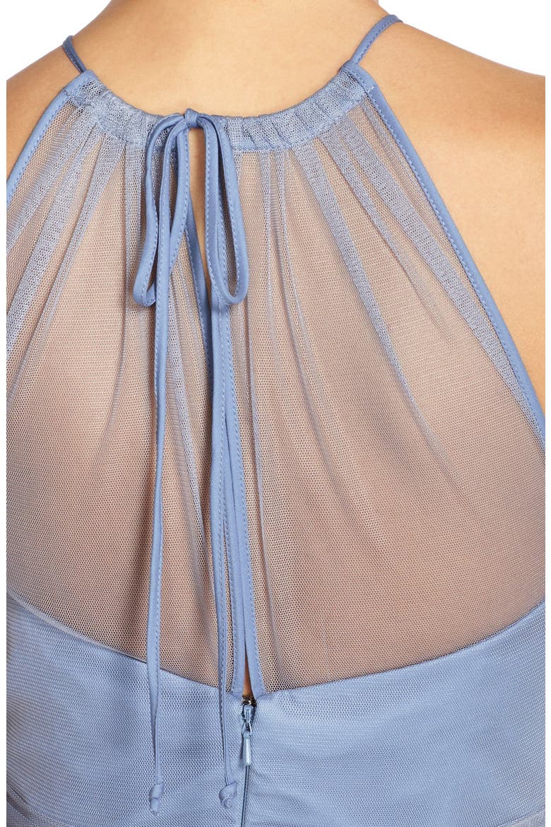 'Aliki' Illusion Yoke Tulle Halter Gown, Alternate, color, DUSK