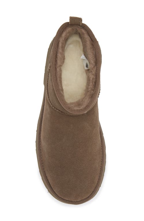 Ugg Classic Ultra Mini New Heights Womens Faux Fur Lined Leather Ankle Boots In Brown
