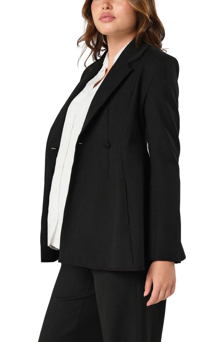 Marion Women's Tailored Maternity Workwear Blazer in Italian Stretch Suiting Fabric, Alternate, color, Black