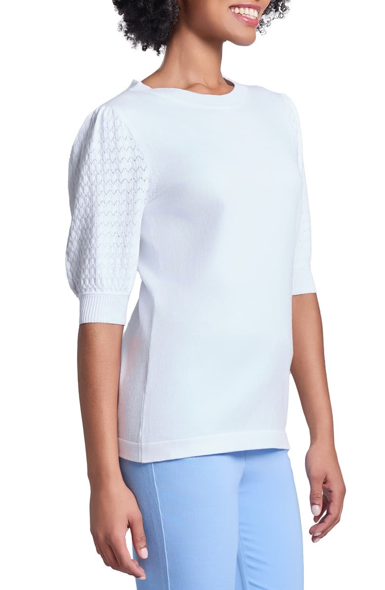 Jones New York Stitch Puff Sleeve Sweater, Alternate, color, 