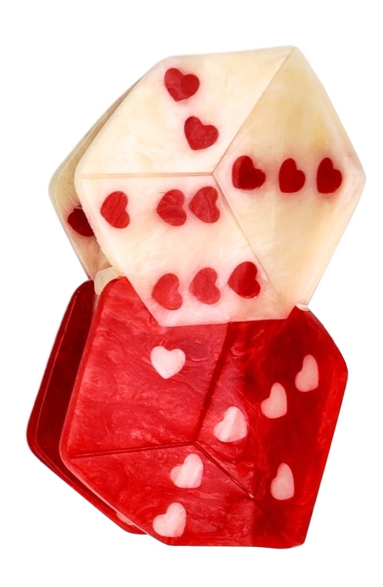 Solar Eclipse Hand Painted Lucky Dice Claw Clip, Main, color, Red