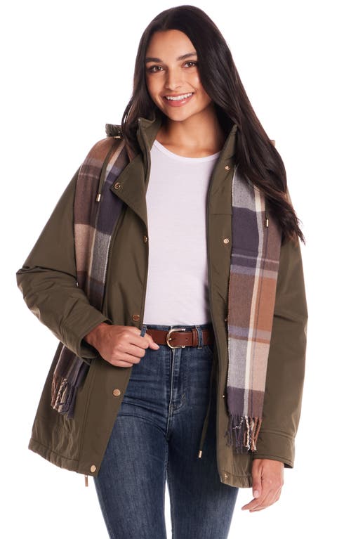Gallery Water Resistant Insulated Stadium Coat With Removable Hood In Multi