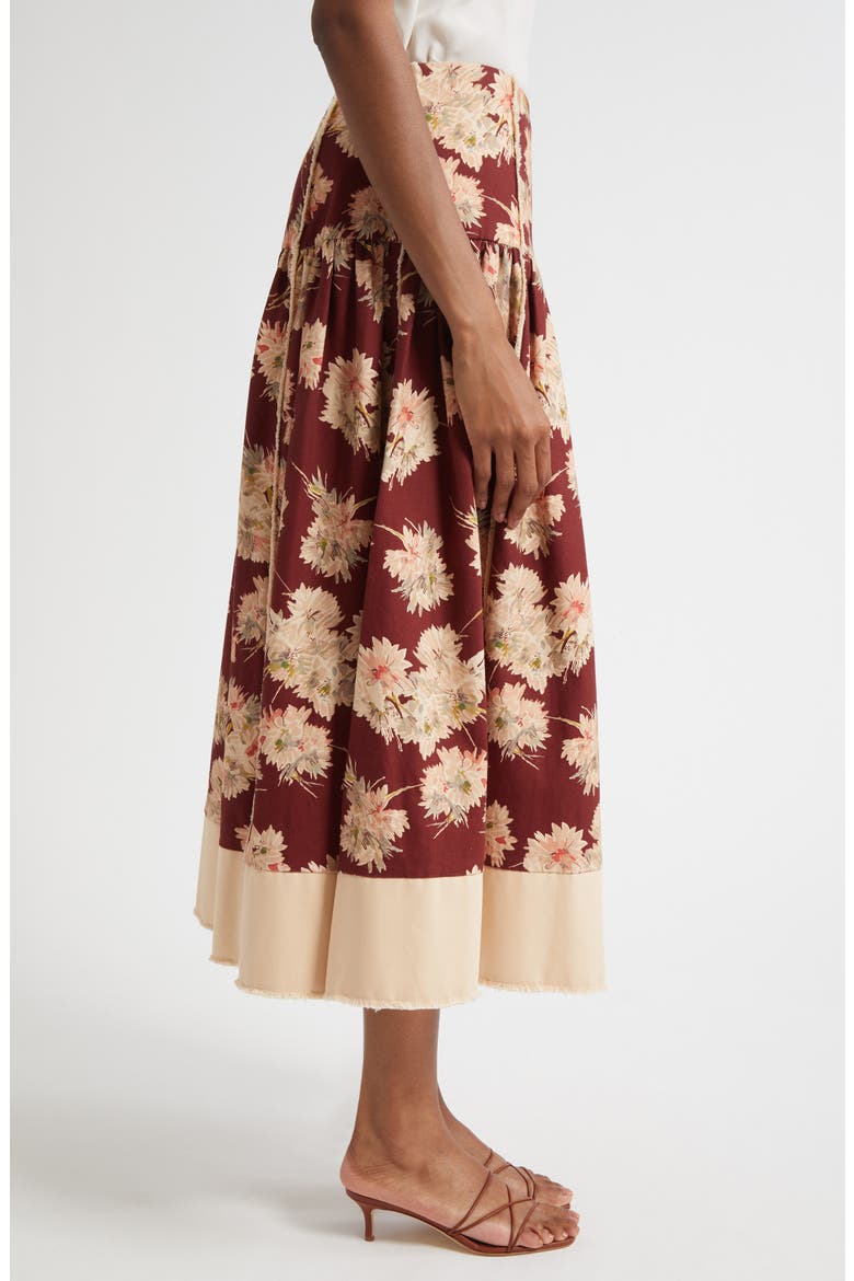 Mae Bouquet Fray Maxi Skirt, Alternate, color, WINEBERRY MULTI