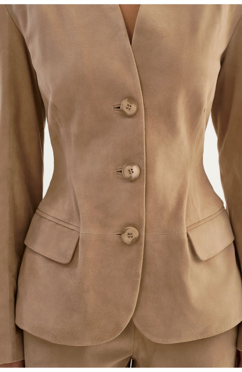 LAMARQUE Abitha | Suede Hourglass Jacket, Alternate, color, Beige