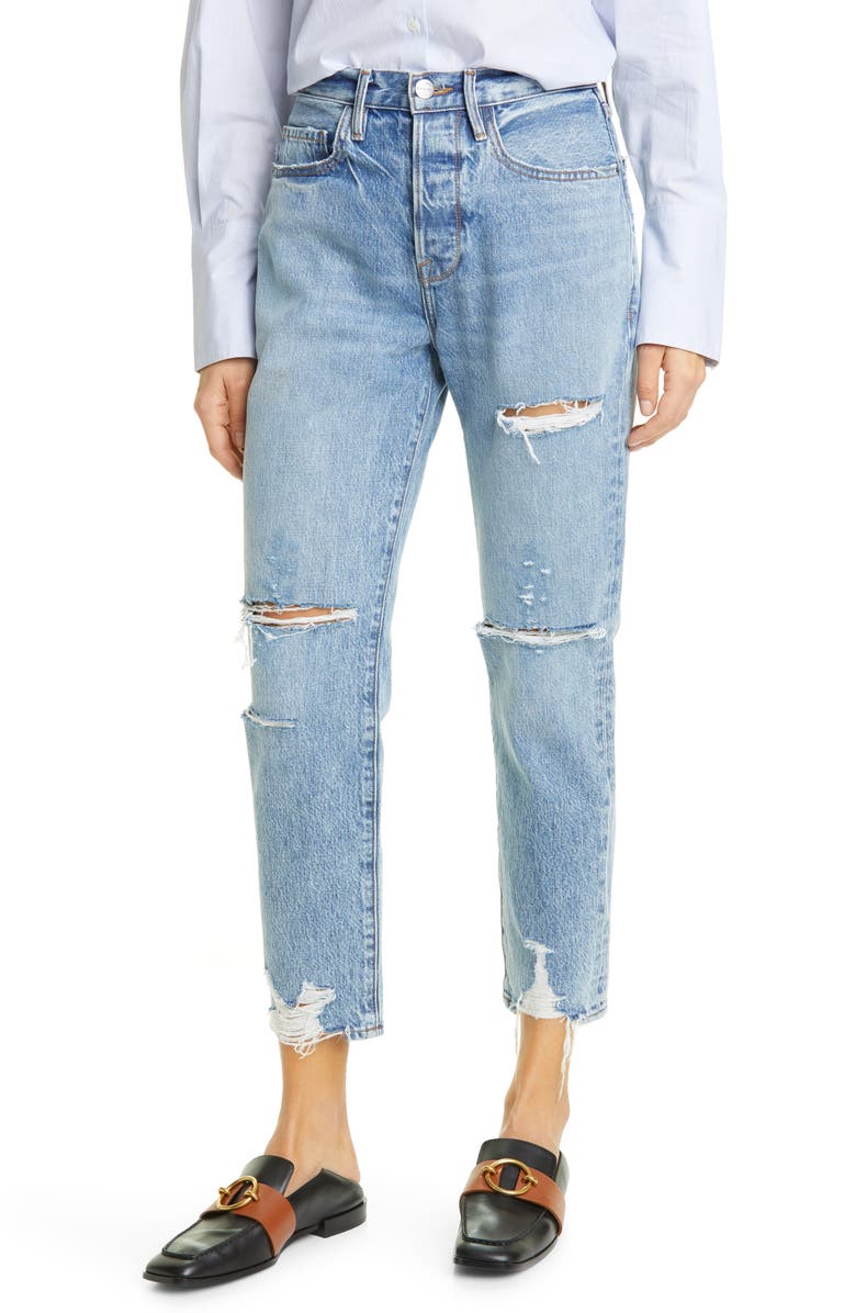 FRAME Le Original Ripped High Waist Ankle Boyfriend Jeans, Main, color, 