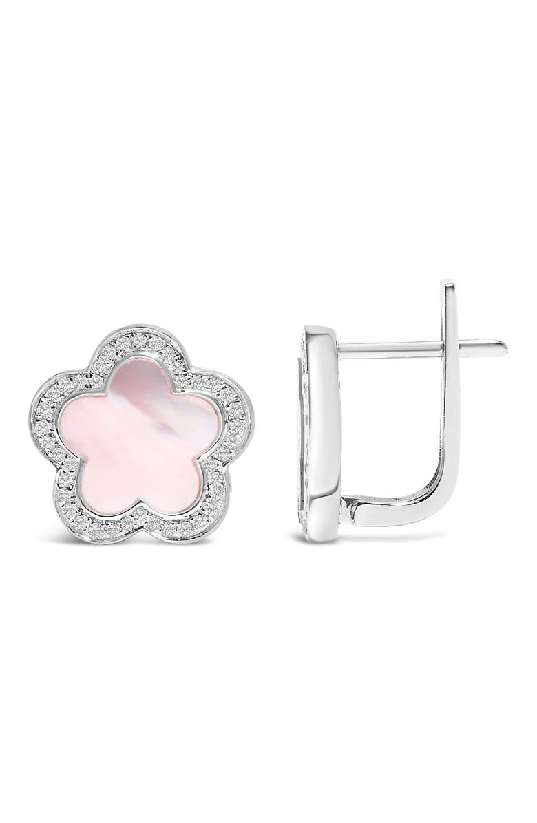 Haus of Brilliance 14K White Gold Mother of Pearl and 1/5 Cttw Diamond Halo Star Stud Earrings, Alternate, color, White