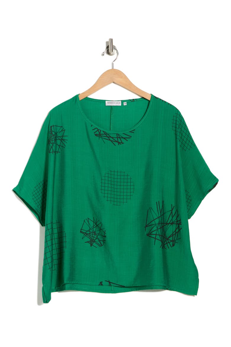 Scribble Print Top, Alternate, color, GREEN