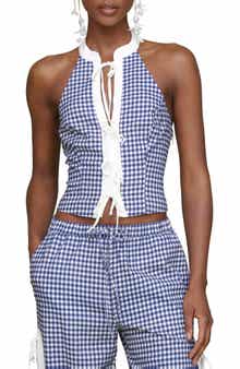 Avec Les Filles Gingham Halter Top