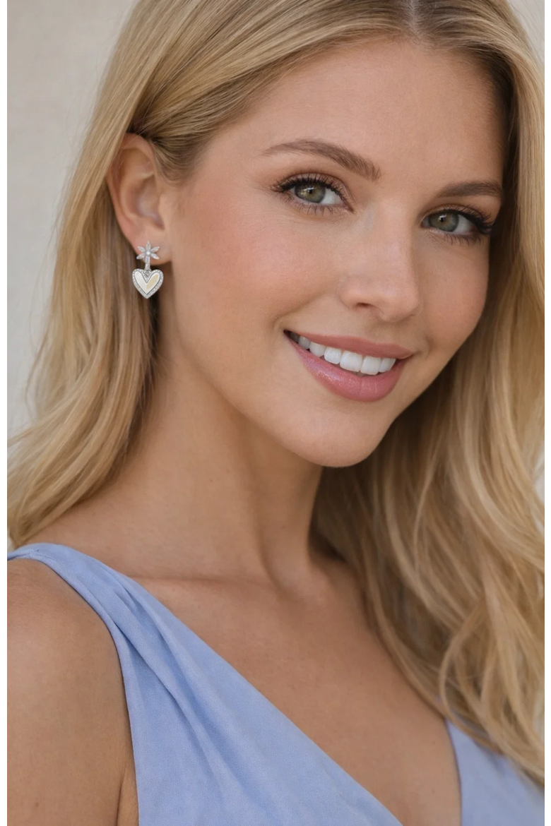 Bloom Heart Drop Earrings, Alternate, color, Silver