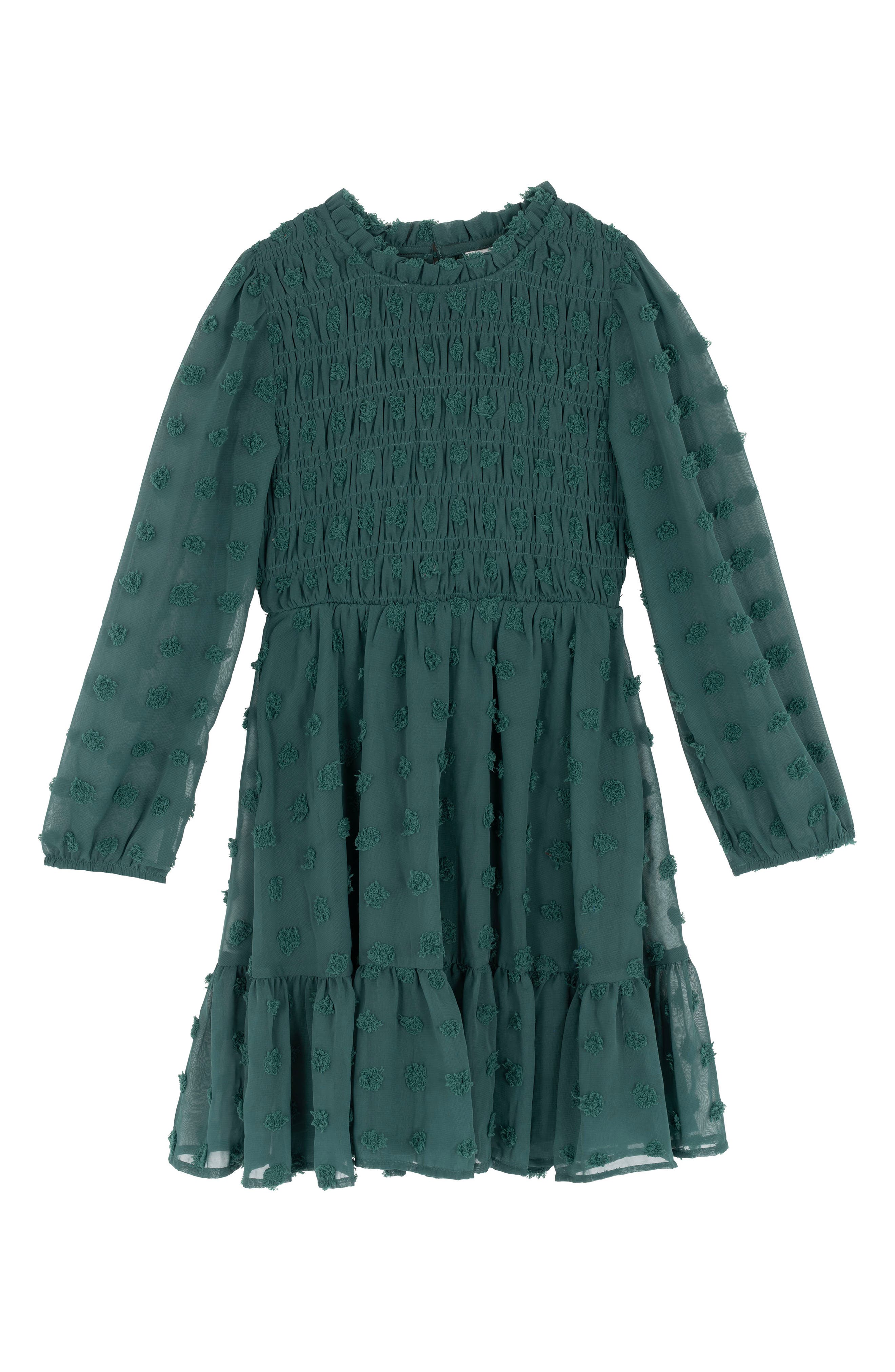 Rare Editions Kids' Clip Dot Chiffon Smocked Dress