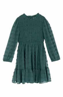 Rare Editions Kids' Clip Dot Chiffon Smocked Dress