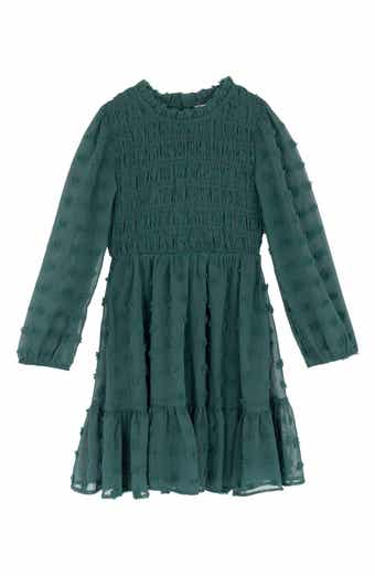 Rare Editions Kids' Clip Dot Chiffon Smocked Dress