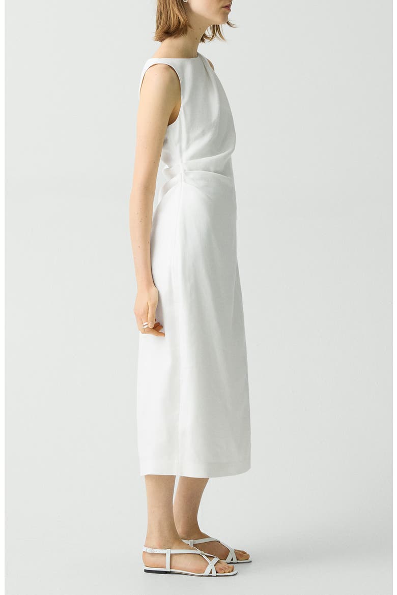 Shoulder Drape Linen Blend Dress, Alternate, color, IVORY