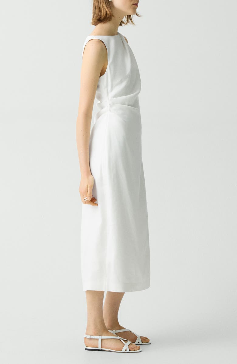 Theory Shoulder Drape Linen Blend Dress, Alternate, color, Ivory