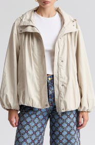 Avec Les Filles Balloon Hem Hooded Windbreaker Jacket