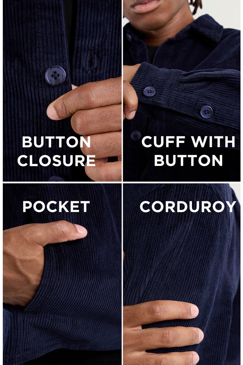 Cotton Corduroy Shirt Jacket, Alternate, color, NAVY