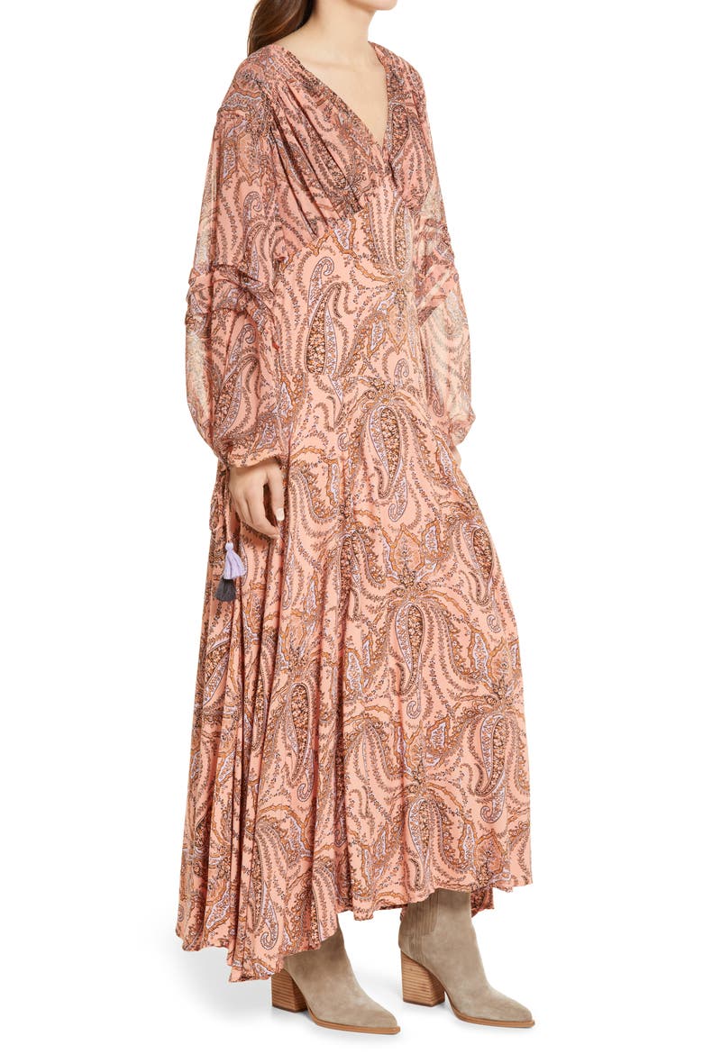 Mirage Long Sleeve Maxi Dress, Alternate, color, PEACH COMBO